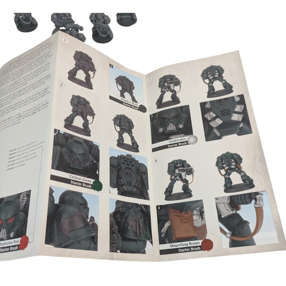 Warhammer 40k Dark Angels Space Marines Lot of 5 Assembled Unpainted w Brush - Picture 4 of 16